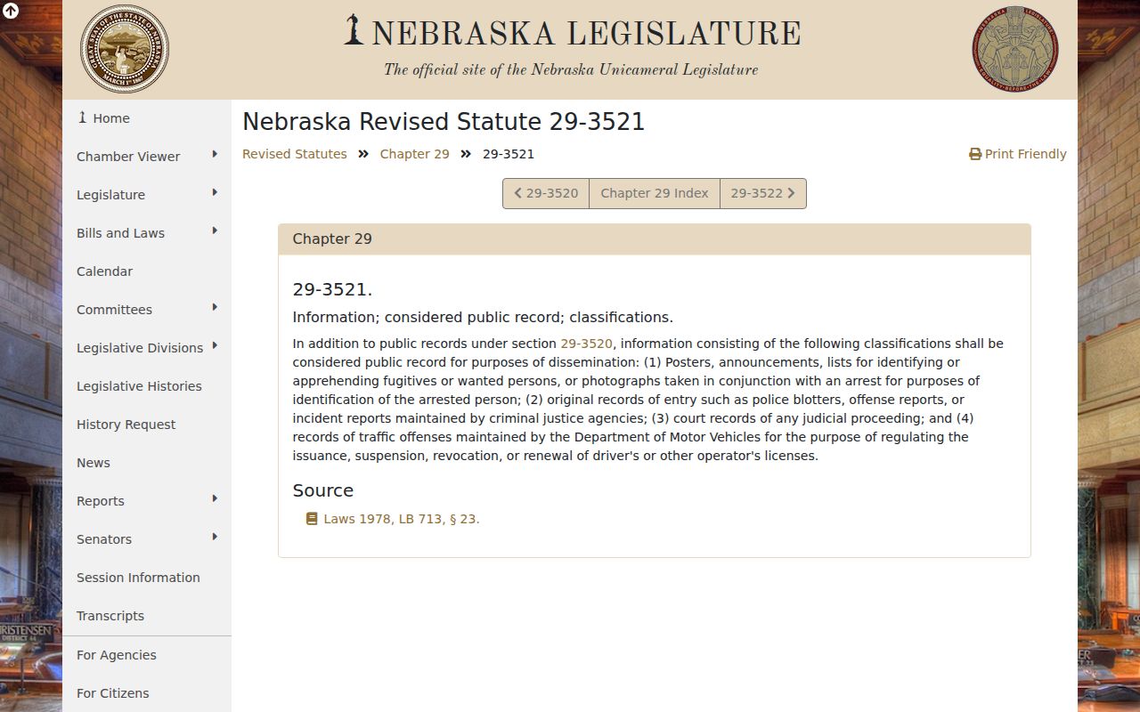 Wheeler County arrest-photo public-record statute source