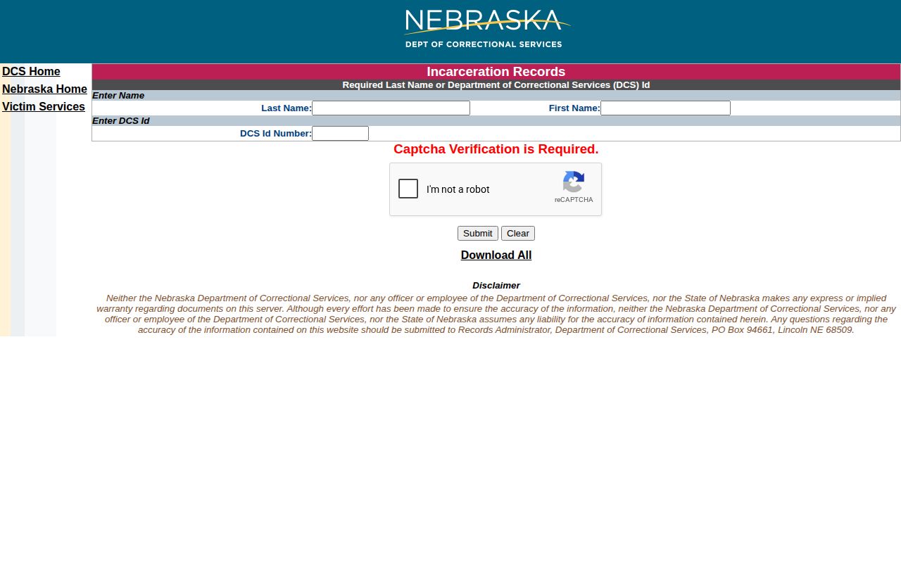 Wheeler County state-custody NDCS offender search source